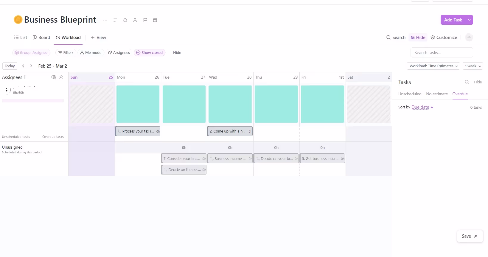 Workload View in ClickUp