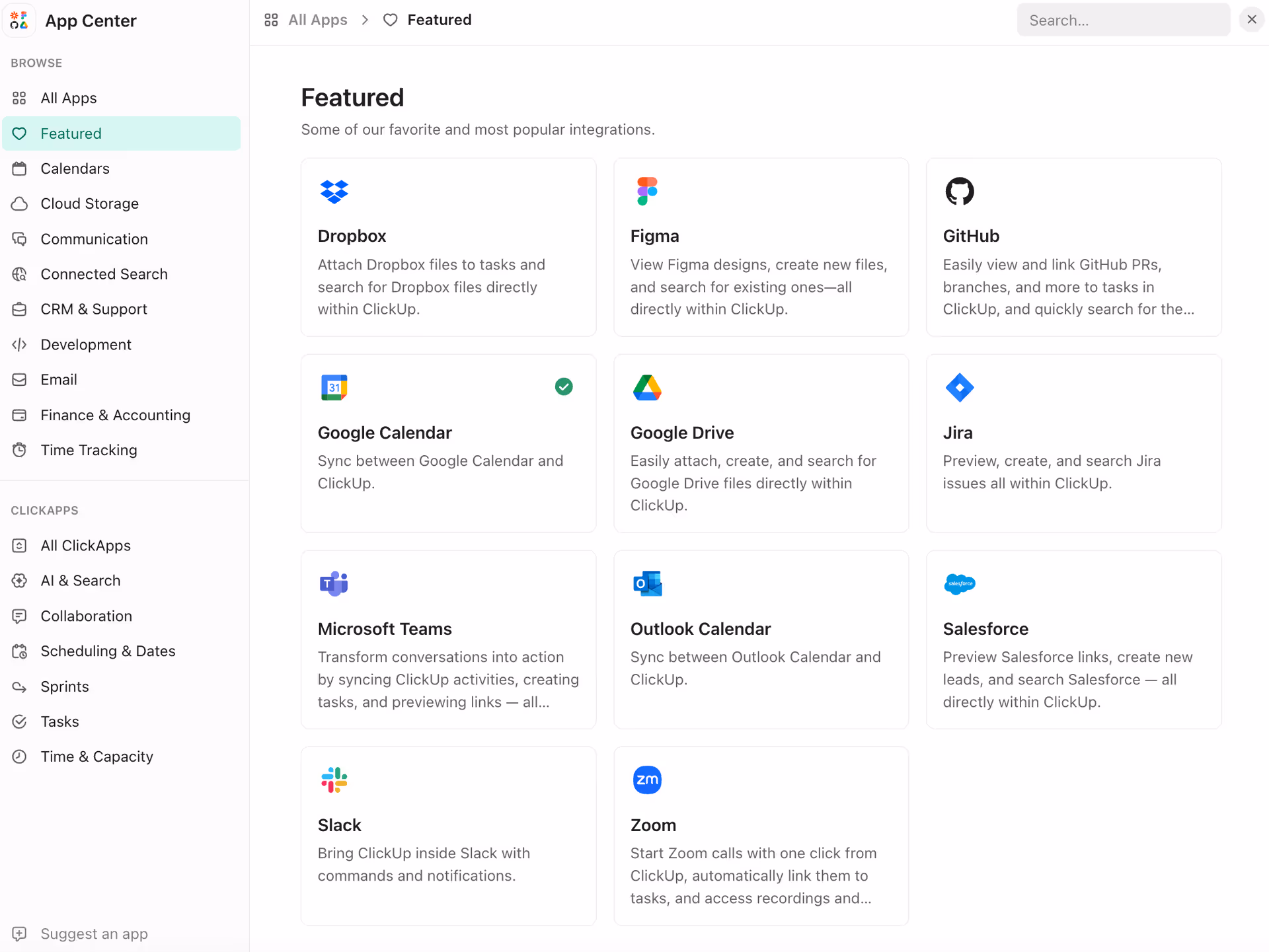 Applications you can integrate with ClickUp