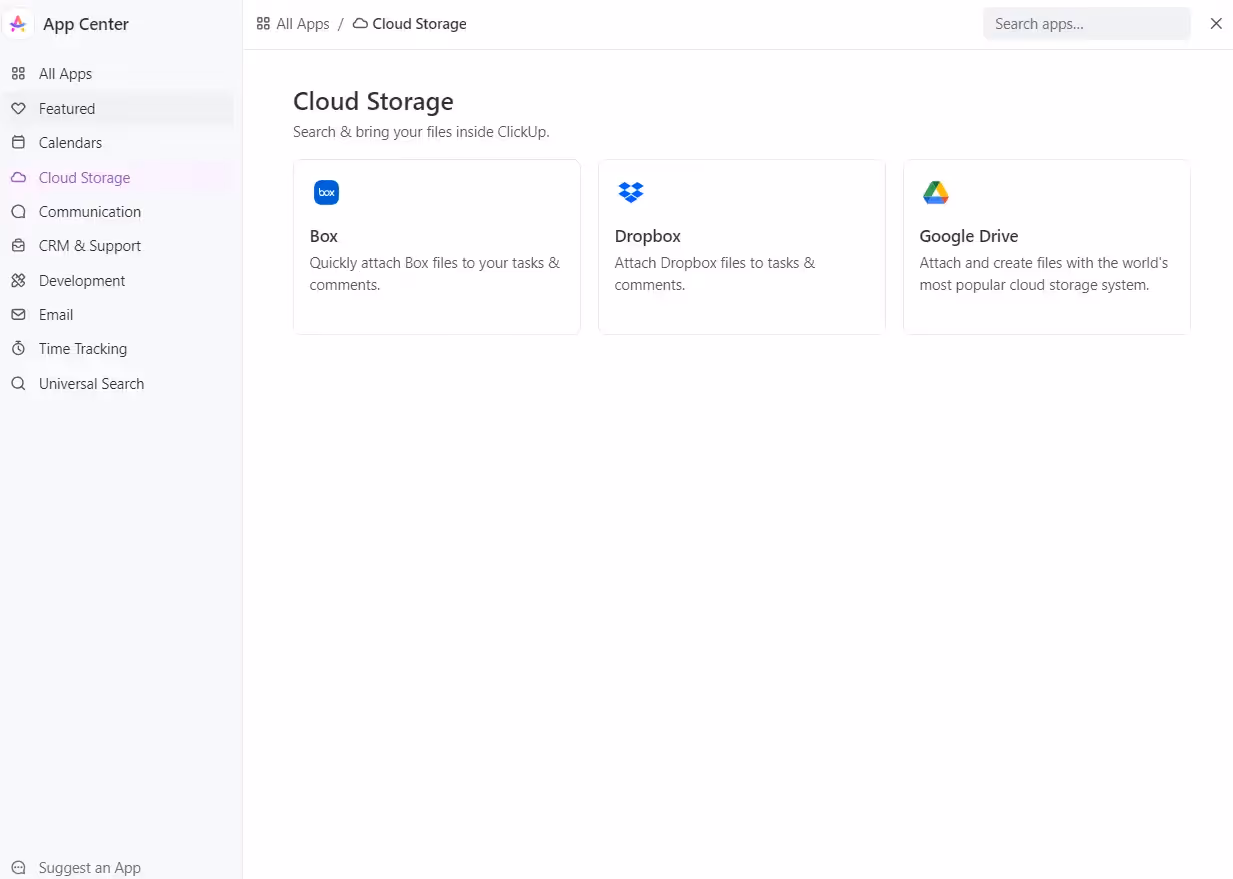 Cloud Storage Integration via App Center