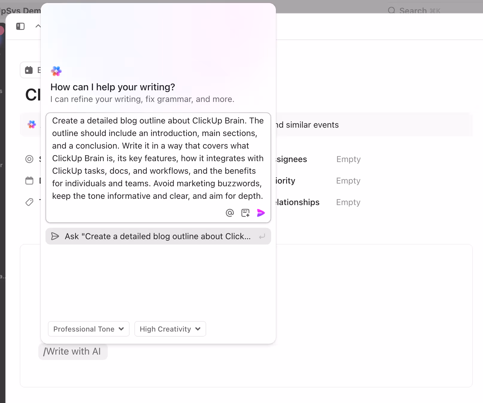 Enter a custom prompt for tailored content and see the response appear instantly