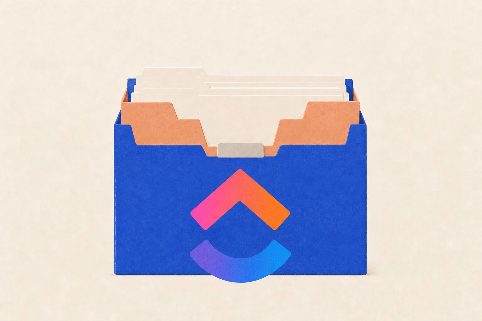 Nested document boxes show folders inside the smallest opening, with a pull tab on the outer box