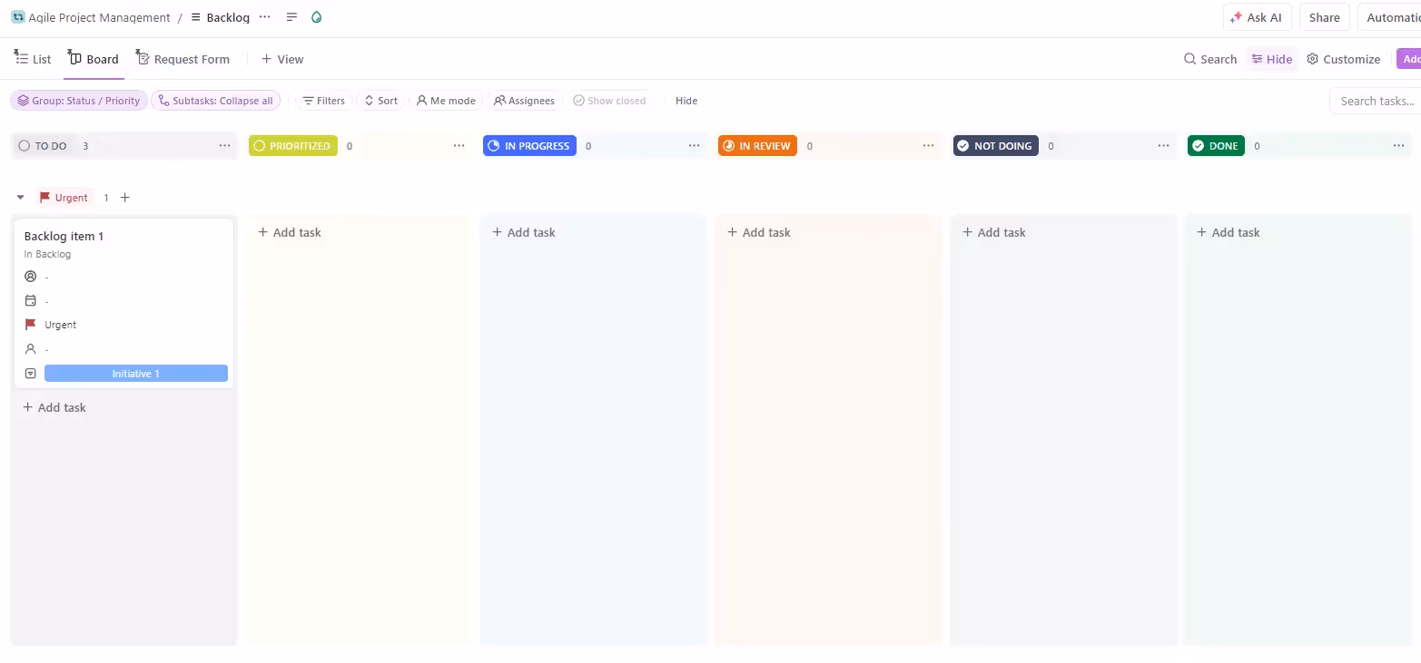 Board View for Agile Project Management Board View for Agile Project Management