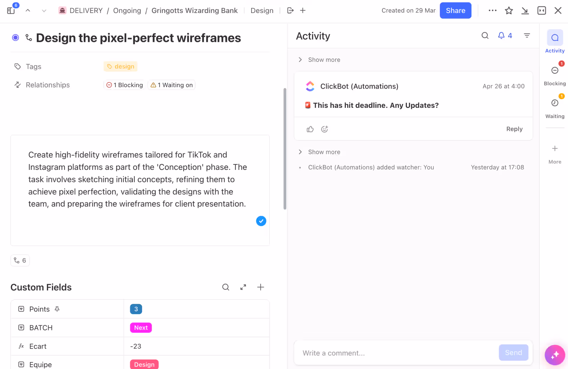 Anatomy of a ClickUp task Anatomy of a ClickUp task