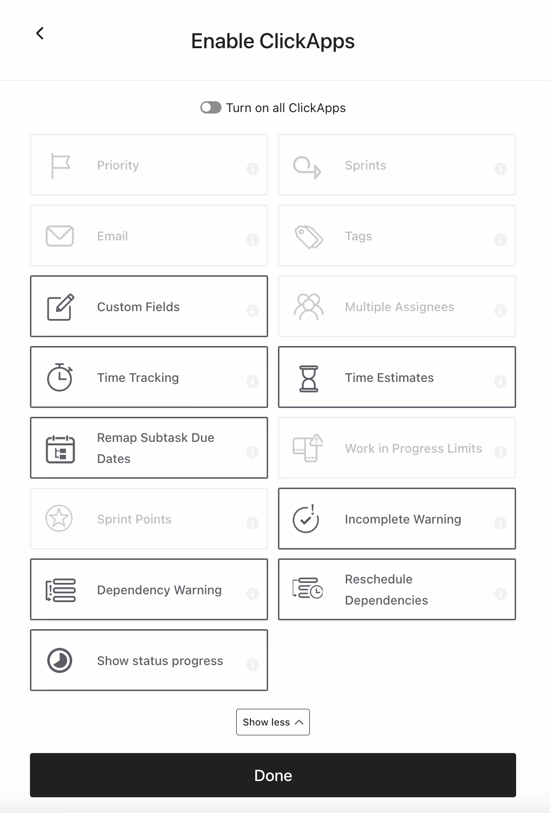 Setting up statuses Choosing the right ClickApps